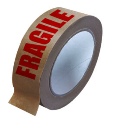 Ruban adhésif imprimé Fragile en papier kraft - 50 mm x 50 m